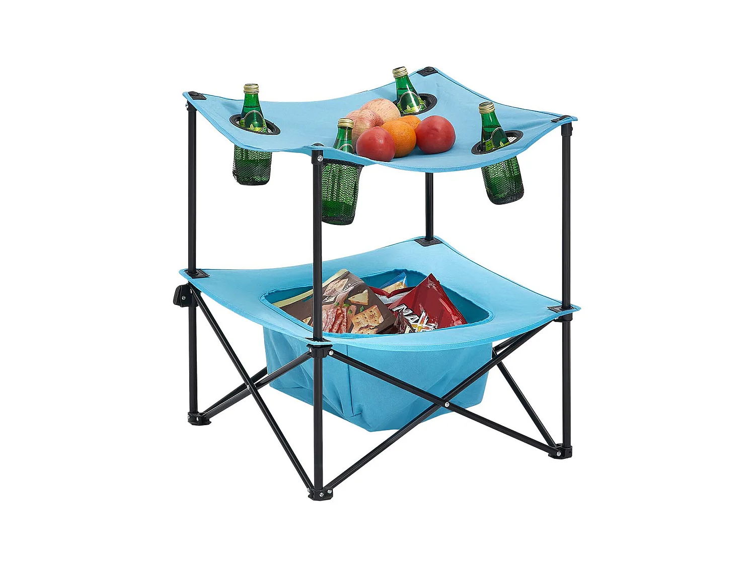 Table Pliante SucceBuy de 56x56 cm, Table de Camping Pique-nique Portable Légère et Compacte, en Tissu Oxford 600D, Imperméable, pour Voyage, Soirée