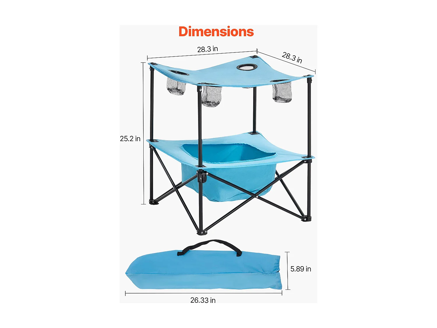 Tavolo Pieghevole SucceBuy di 56x56 cm, Tavolo da Campeggio Picnic Portatile Leggero e Compatto, in Tessuto Oxford 600D, Impermeabile, per Viaggio, Festa