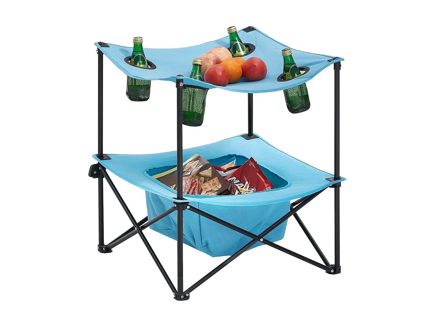 Tavolo Pieghevole SucceBuy di 56x56 cm, Tavolo da Campeggio Picnic Portatile Leggero e Compatto, in Tessuto Oxford 600D, Impermeabile, per Viaggio, Festa