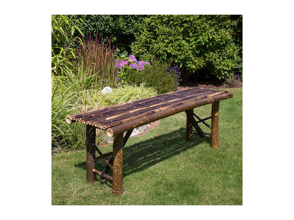 Banc de Jardin 44x120x36 cm Marron Bambou Assise Extérieur Patio Nature