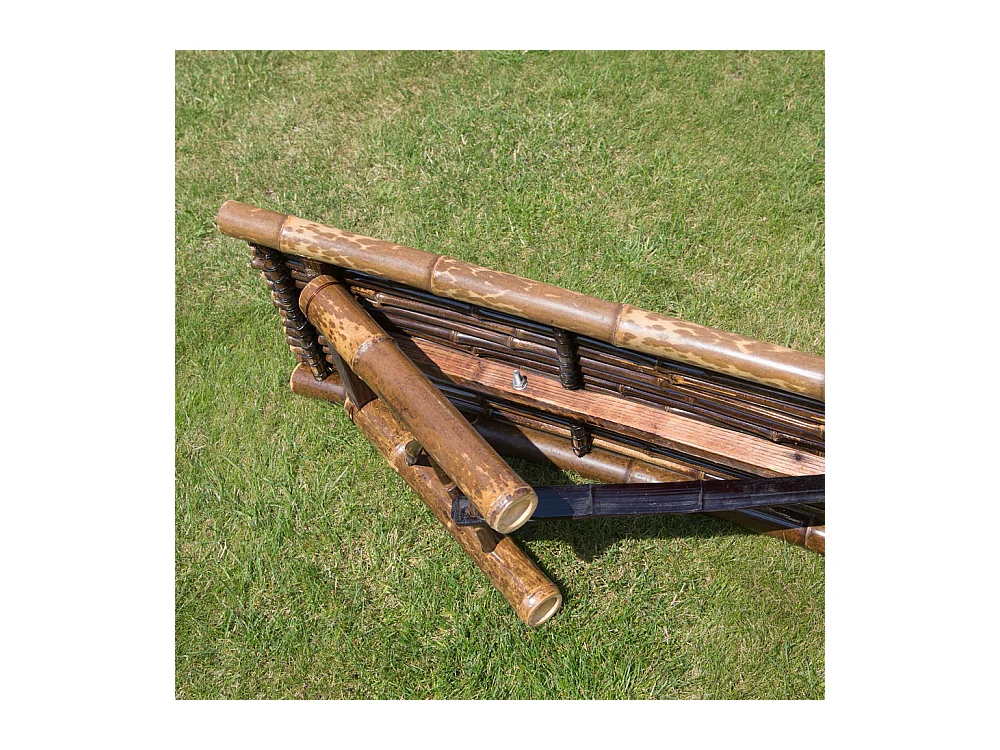 Banc de Jardin 44x120x36 cm Marron Bambou Assise Extérieur Patio Nature