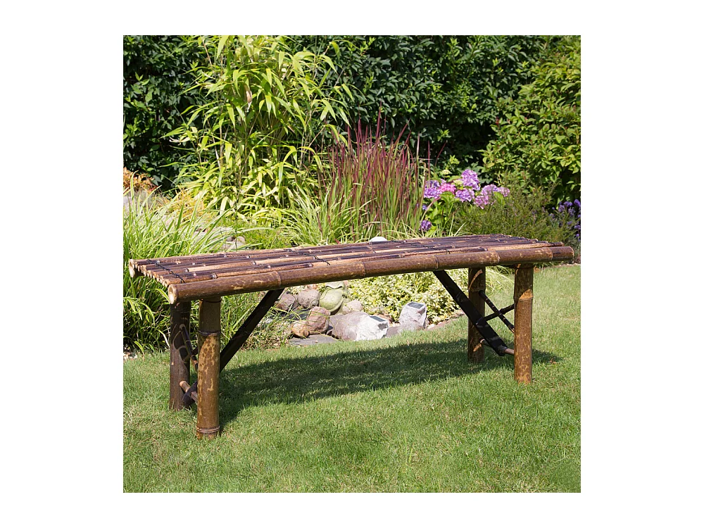 Banco de jardín 44x120x36 cm Asiento de bambú marrón Exterior Patio Natural