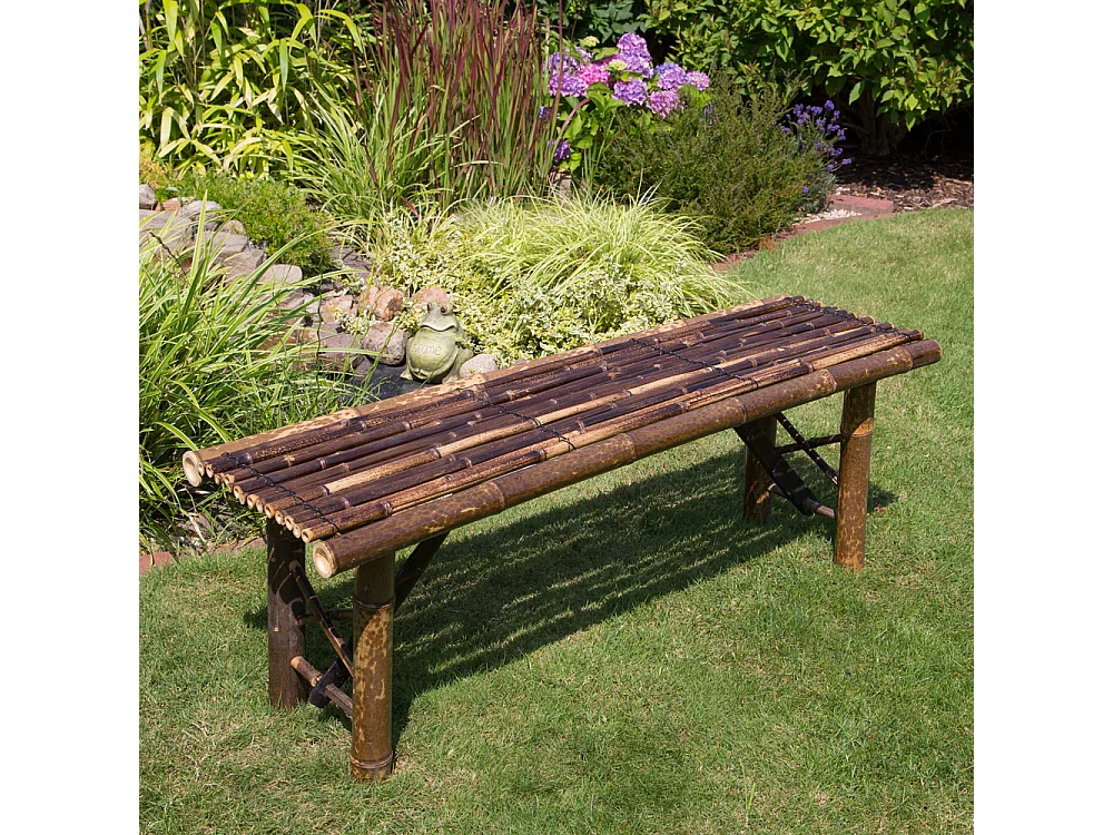 Banc de Jardin 44x120x36 cm Marron Bambou Assise Extérieur Patio Nature