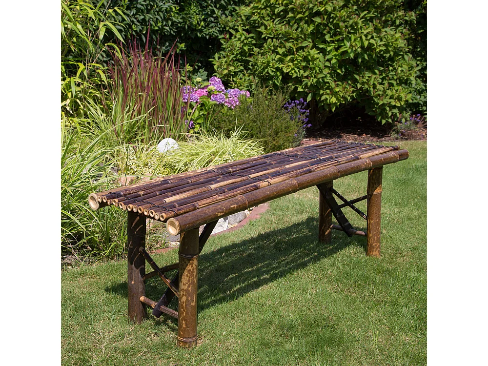 Banc de Jardin 44x120x36 cm Marron Bambou Assise Extérieur Patio Nature