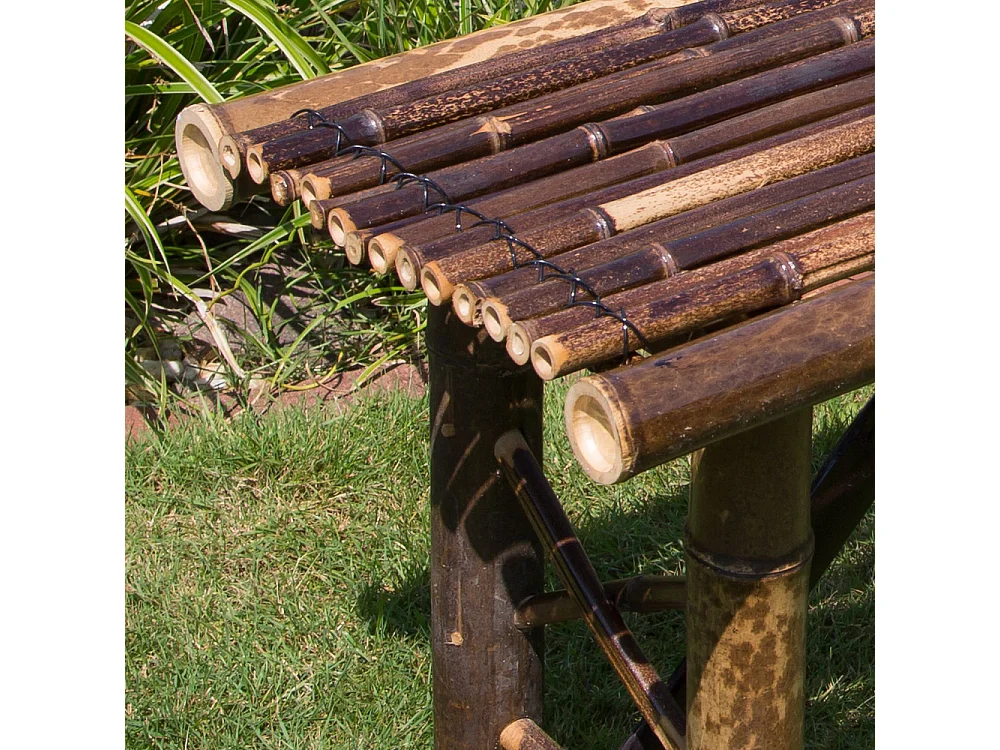 Banc de Jardin 44x120x36 cm Marron Bambou Assise Extérieur Patio Nature