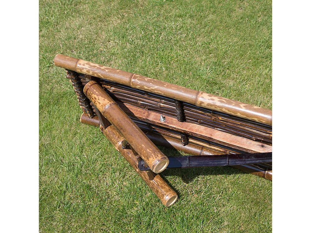 Banc de Jardin 44x120x36 cm Marron Bambou Assise Extérieur Patio Nature