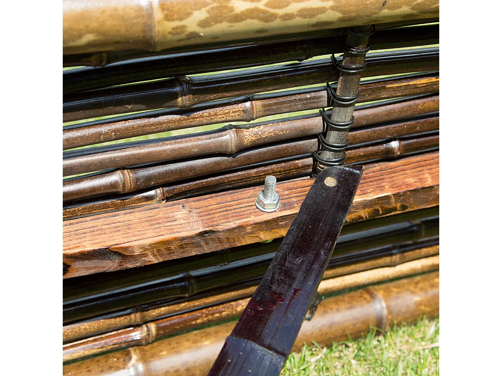 Banc de Jardin 44x120x36 cm Marron Bambou Assise Extérieur Patio Nature