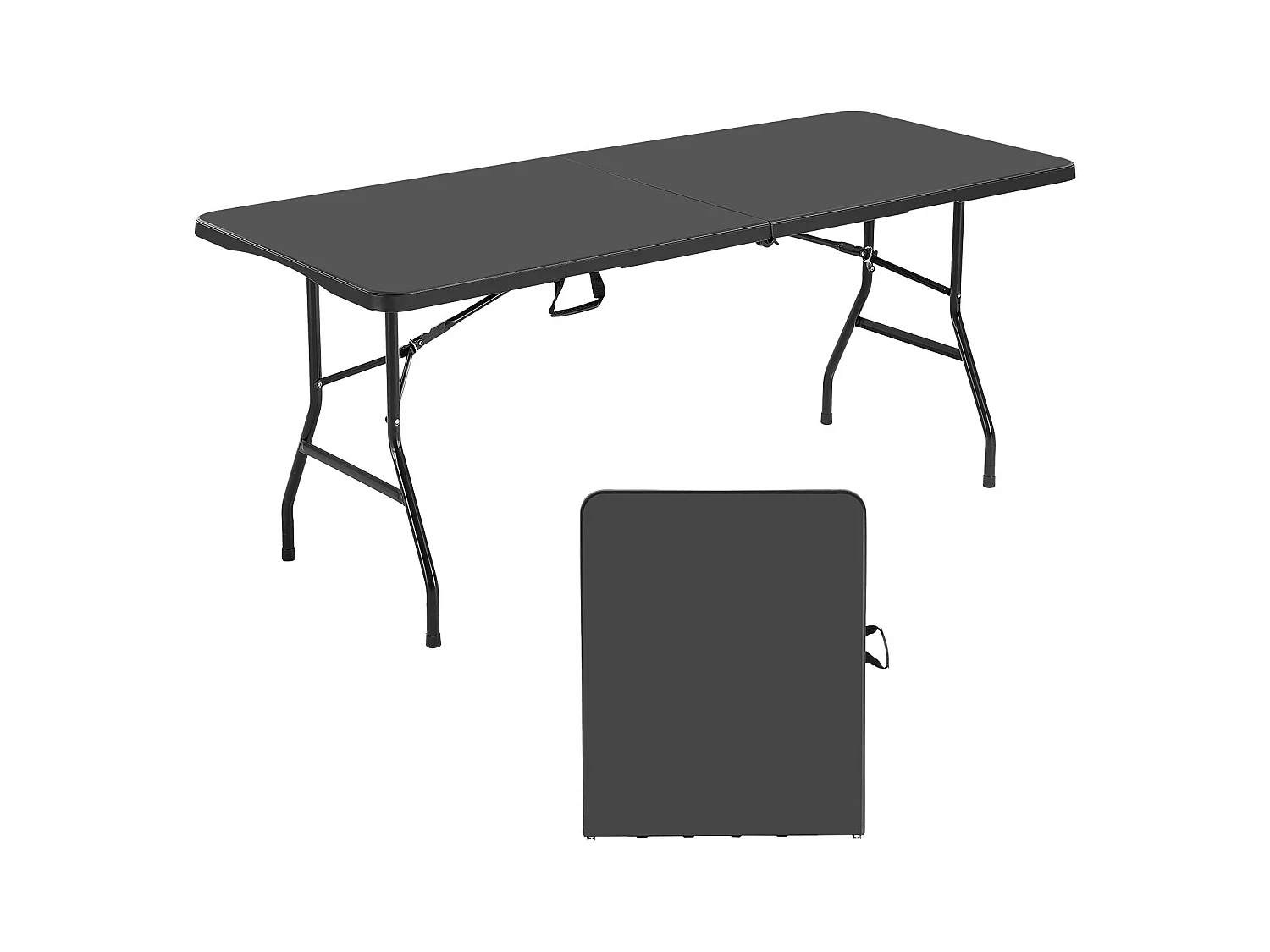 Table Pliante SucceBuy Rectangulaire, Table Utilitaire Portable de 180 cm, Solide et Stable, pour Soirée, Pique-nique et Camping, Intérieur et Extérieur