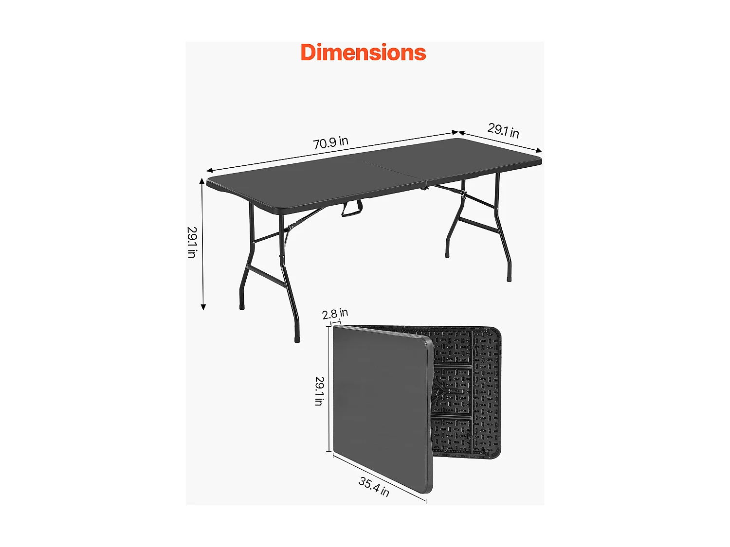 Tavolo Pieghevole SucceBuy Rettangolare, Tavolo Utilitario Portatile di 180 cm, Solido e Stabile, per Festa, Picnic e Campeggio, Interno ed Esterno
