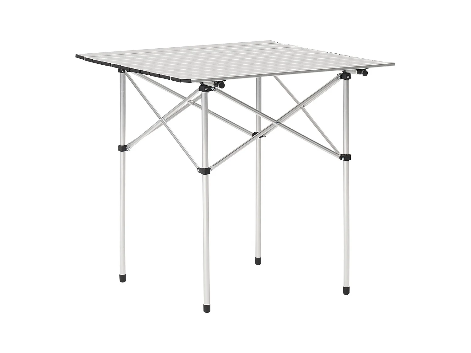 Table de Camping SucceBuy Pliante et Enroulable 70x70 cm, Table d'Appoint Portable avec Sac de Transport, en Aluminium, pour Cuisine en Plein Air