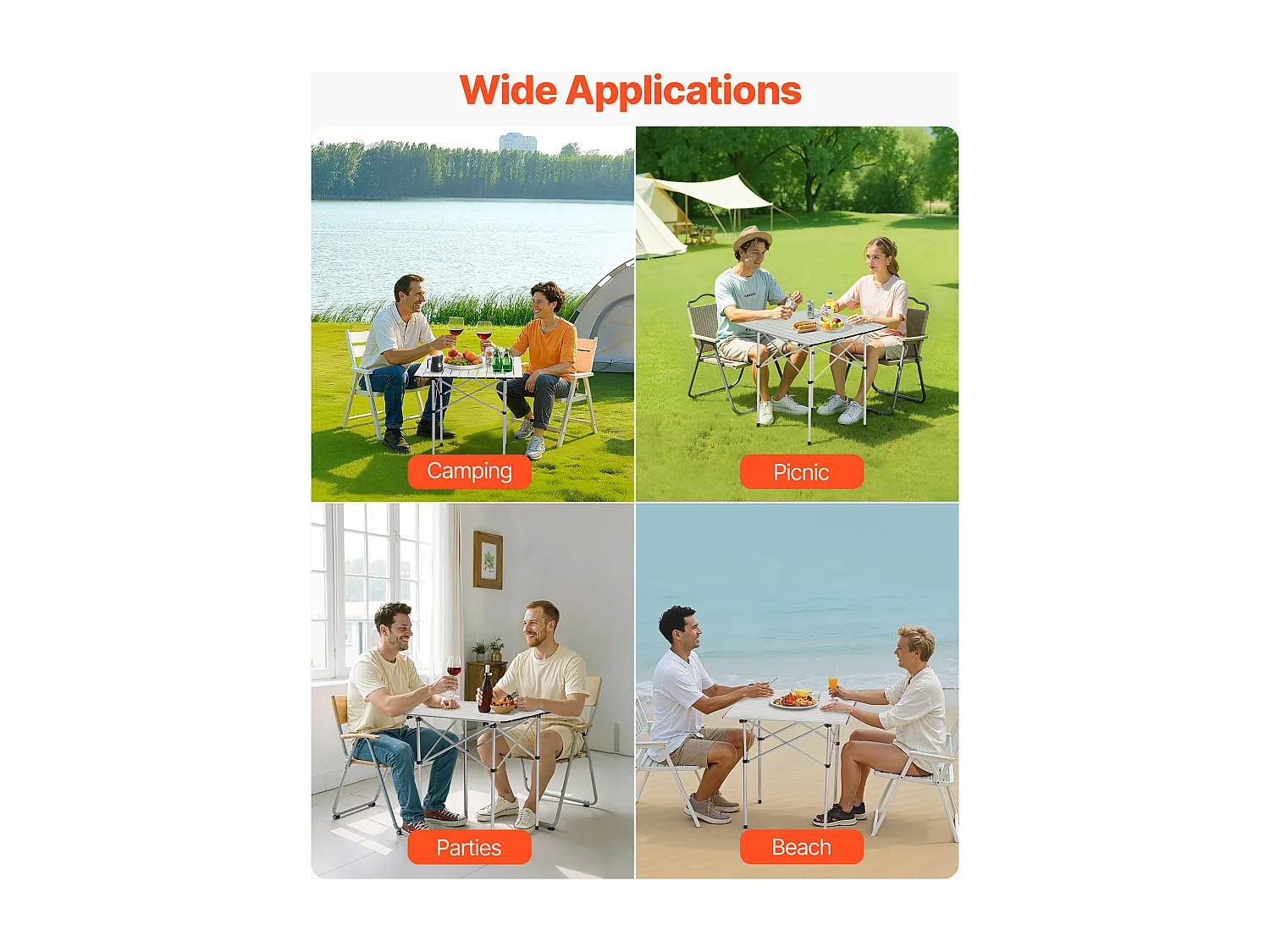 Stół Kempingowy SucceBuy Składany i Zwijany 70x70 cm, Przenośny Stolik Boczny z Torbą Transportową, z Aluminium, do Kuchni Plenerowej