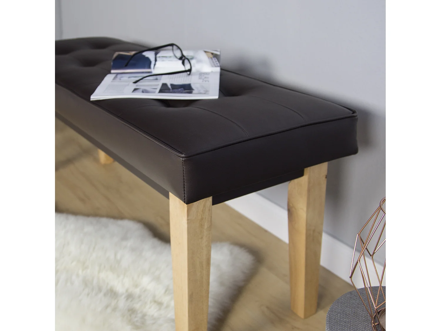 Ławka 103x41x47 cm brązowa