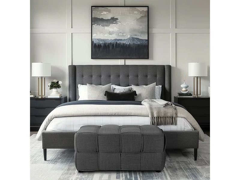 Banco banqueta 86x43x40 cm cinza