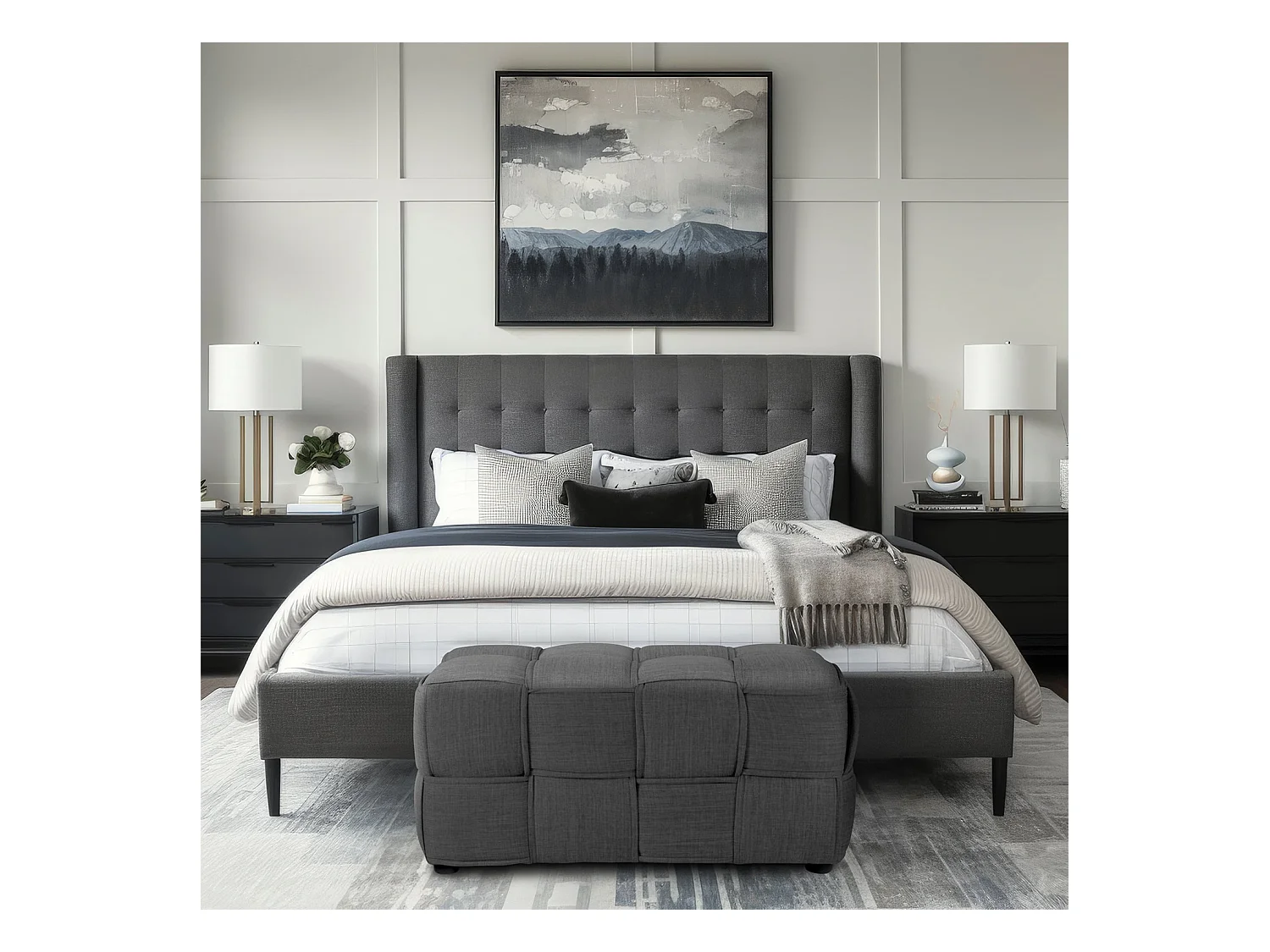 Tabouret banc 86x43x40 cm gris