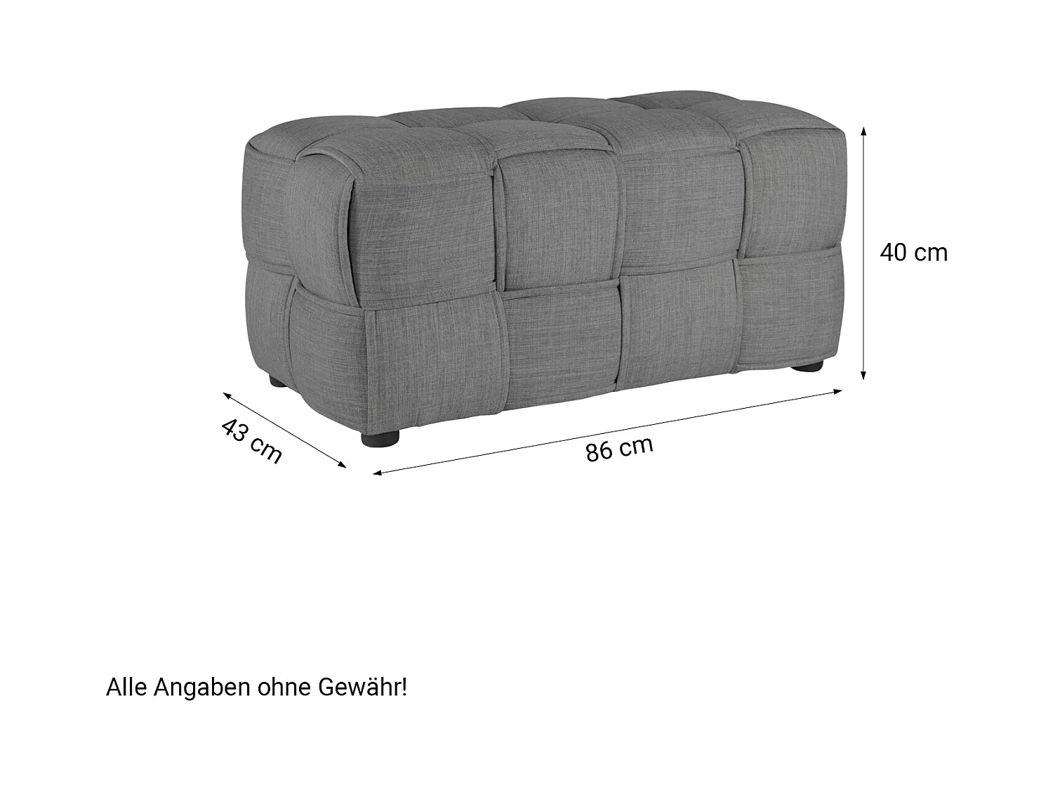 Tabouret banc 86x43x40 cm gris