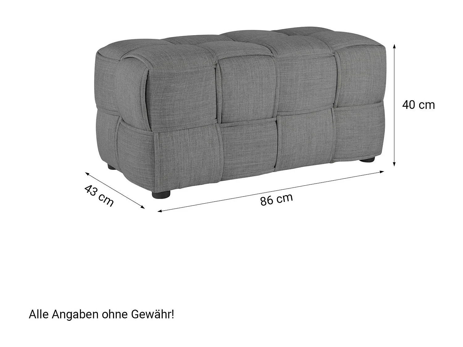 Bankkruk 86x43x40 cm grijs