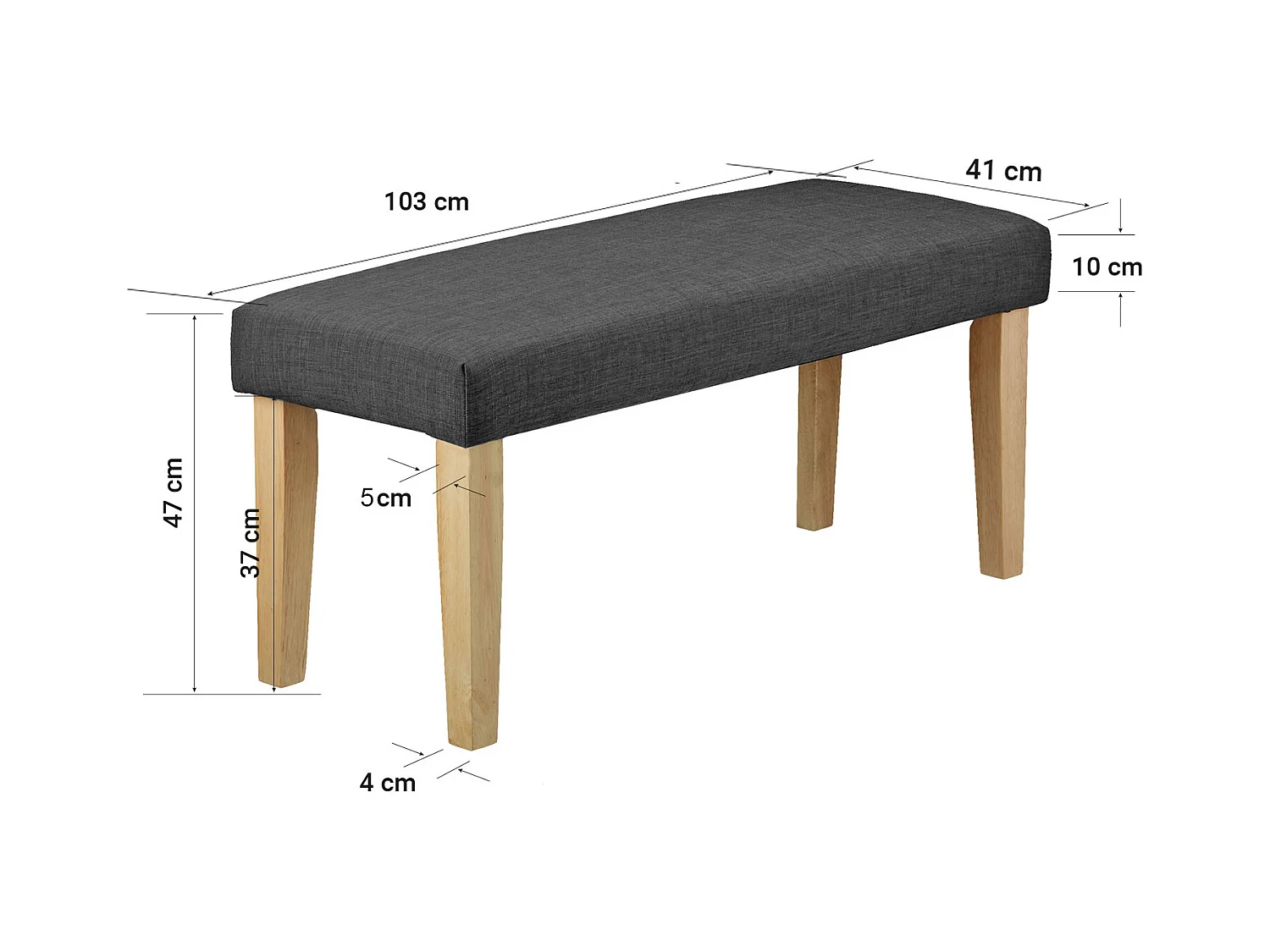 Banc 103x41x47 cm gris foncé