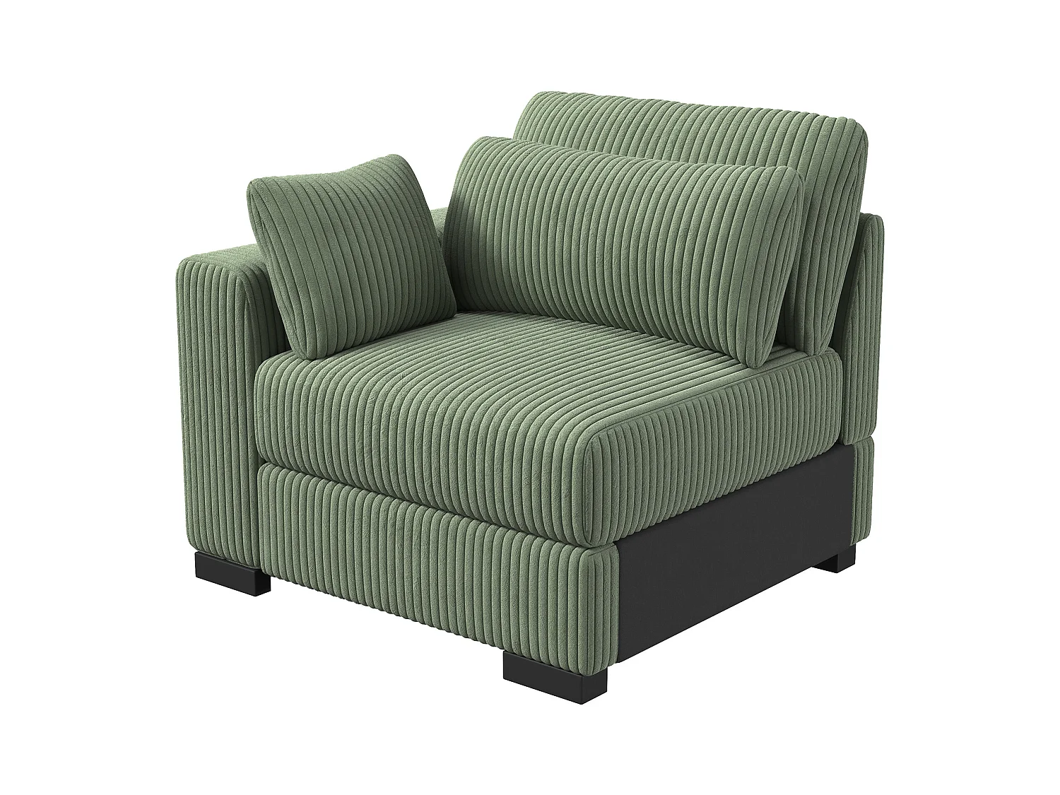 Canapé en Forme de 2 Places avec Tabouret de Rangement, canapé d'angle en Velours côtelé avec Ottoman, Moderne et Confortable, Vert