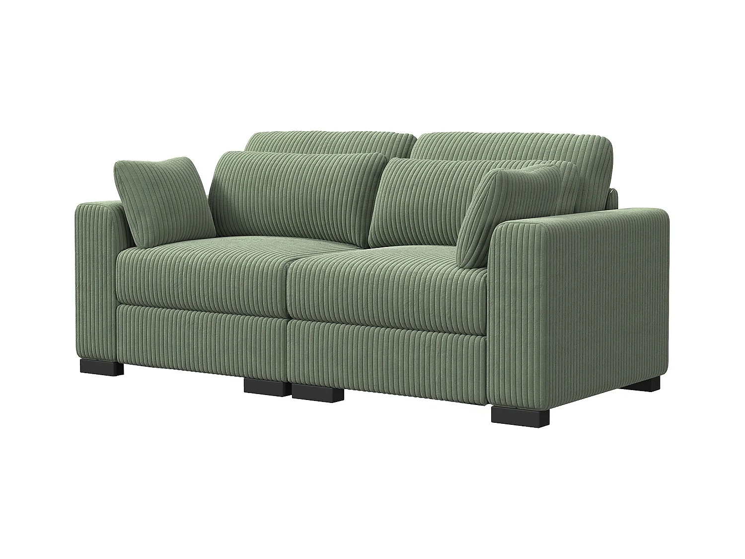 Canapé en Forme de 2 Places avec Tabouret de Rangement, canapé d'angle en Velours côtelé avec Ottoman, Moderne et Confortable, Vert