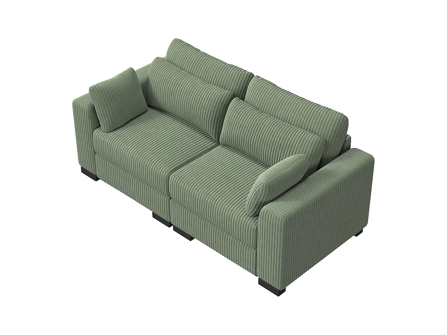 Canapé en Forme de 2 Places avec Tabouret de Rangement, canapé d'angle en Velours côtelé avec Ottoman, Moderne et Confortable, Vert