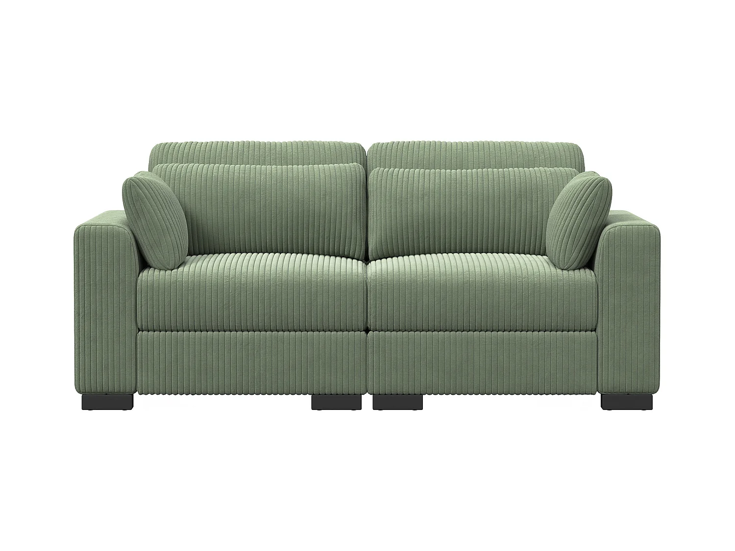 Canapé en Forme de 2 Places avec Tabouret de Rangement, canapé d'angle en Velours côtelé avec Ottoman, Moderne et Confortable, Vert