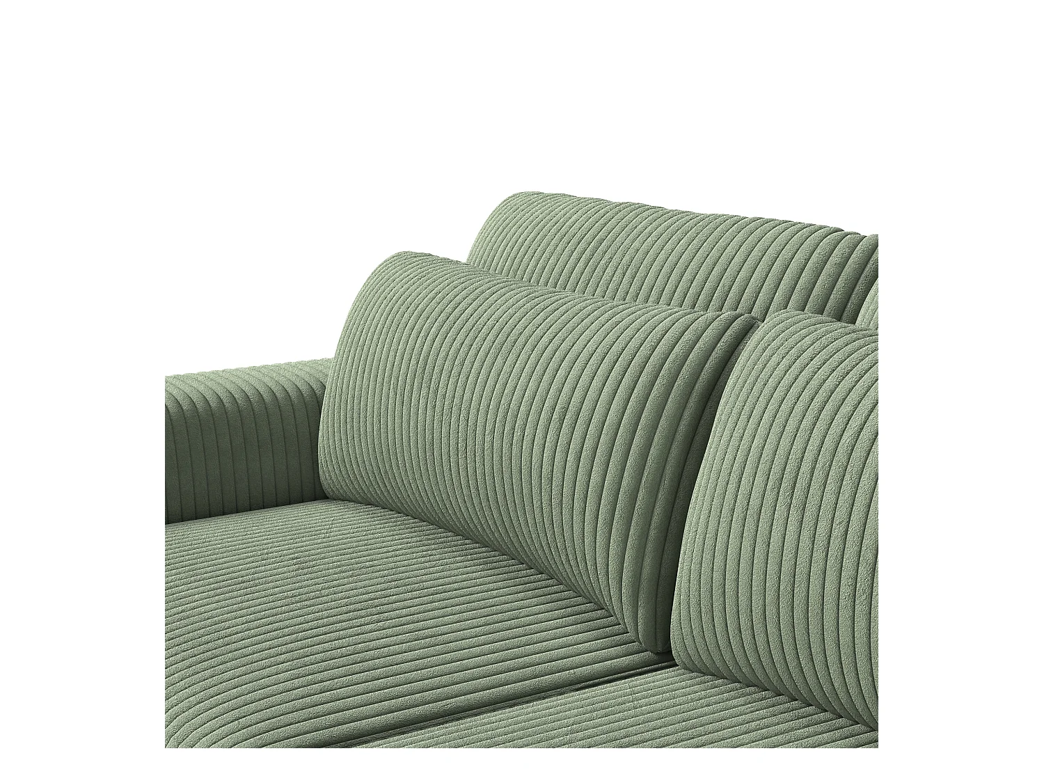 Canapé en Forme de 2 Places avec Tabouret de Rangement, canapé d'angle en Velours côtelé avec Ottoman, Moderne et Confortable, Vert