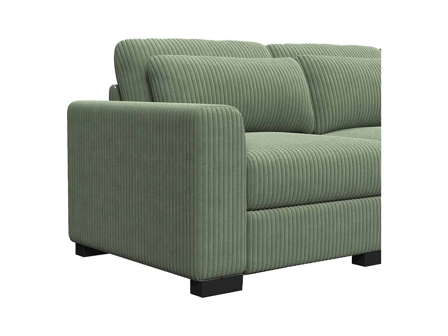 Canapé en Forme de 2 Places avec Tabouret de Rangement, canapé d'angle en Velours côtelé avec Ottoman, Moderne et Confortable, Vert