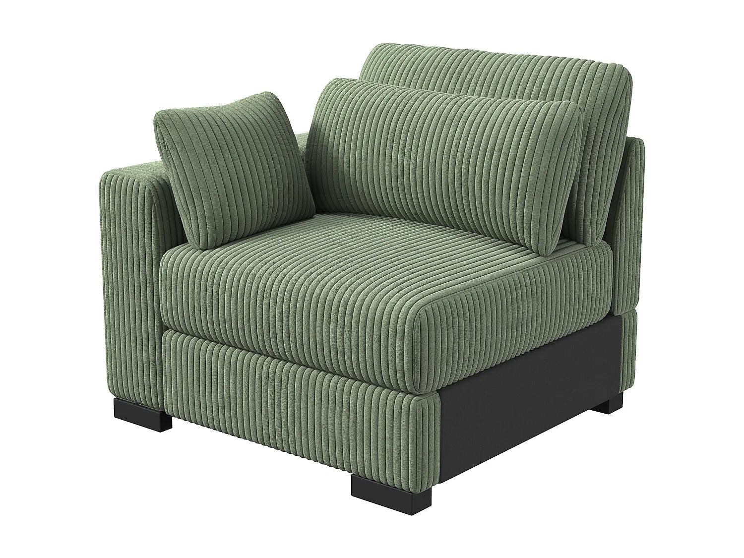 Canapé 2 places convertible express en tissu Vert - avec Tabouret de Rangement - canapé d'angle en Velours côtelé avec Ottoman - Moderne et Confortable