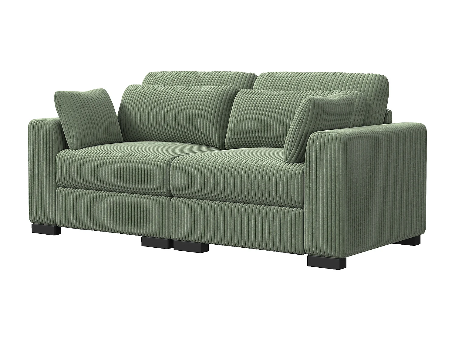 Canapé 2 places convertible express en tissu Vert - avec Tabouret de Rangement - canapé d'angle en Velours côtelé avec Ottoman - Moderne et Confortable