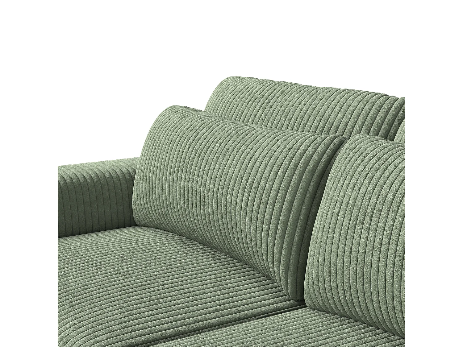 Canapé 2 places convertible express en tissu Vert - avec Tabouret de Rangement - canapé d'angle en Velours côtelé avec Ottoman - Moderne et Confortable