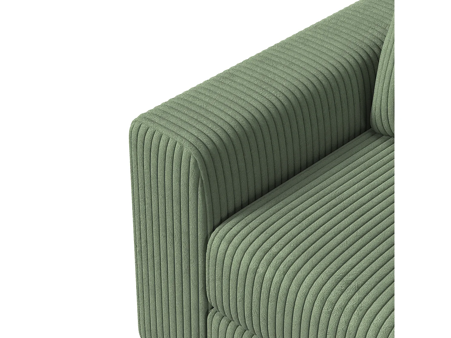 Canapé 2 places convertible express en tissu Vert - avec Tabouret de Rangement - canapé d'angle en Velours côtelé avec Ottoman - Moderne et Confortable