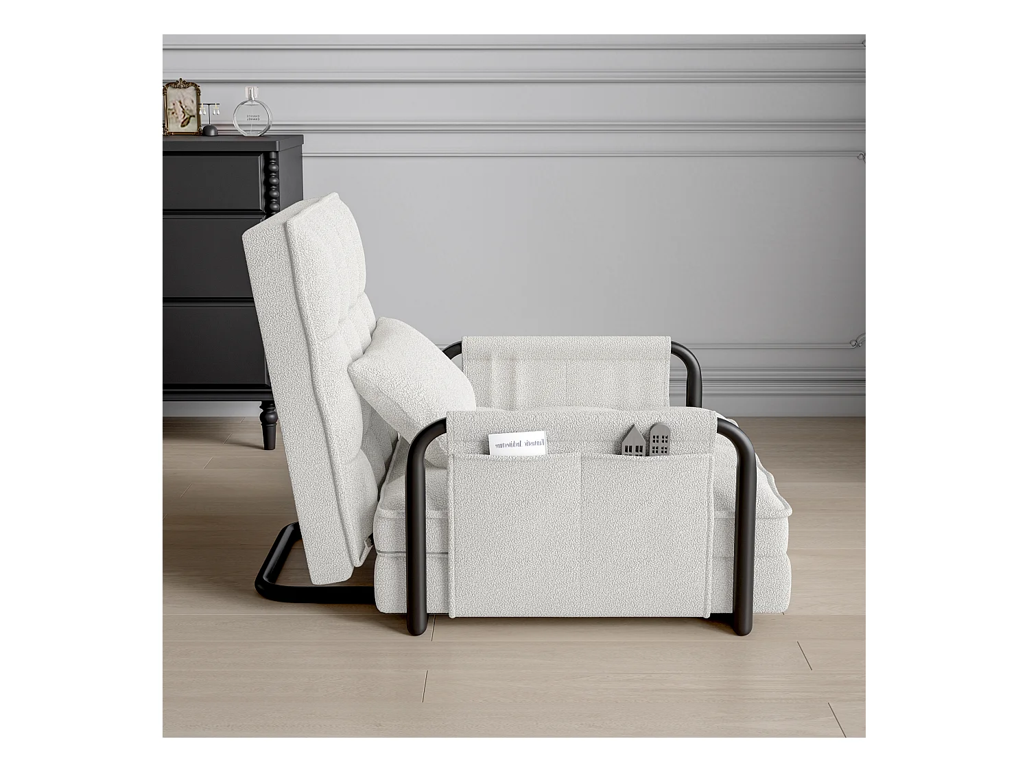 Canapé Lit Simple Convertible, Canapé-lit, Fauteuil et Dossier Réglable À 5 Positions, Canape Lit avec Dossier réglable, Beige