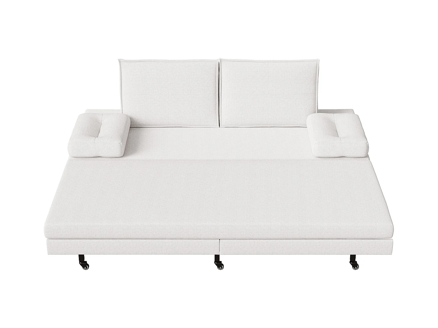 Canapé-Lit 90 x 200 cm, Lit gigognes avec maille, Lit double multifonctionnel 2 en 1 extensible, Canape Lit 2 Places, Blanc Le Lin