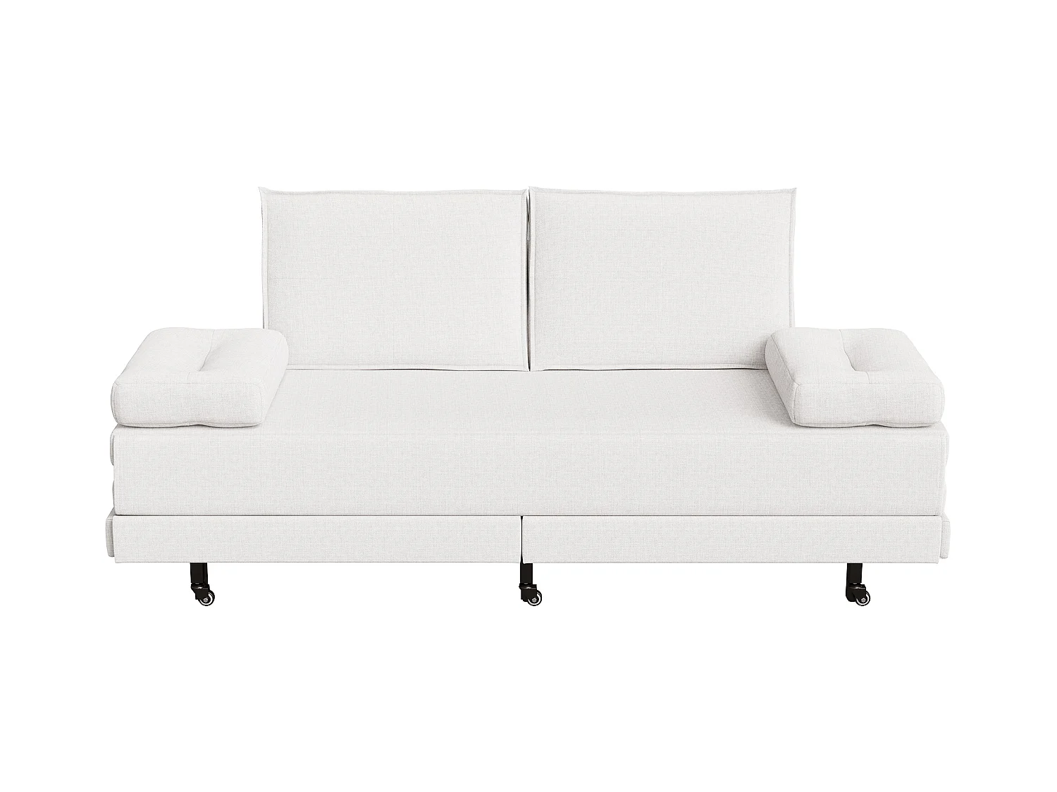 Canapé-Lit 90 x 200 cm, Lit gigognes avec maille, Lit double multifonctionnel 2 en 1 extensible, Canape Lit 2 Places, Blanc Le Lin