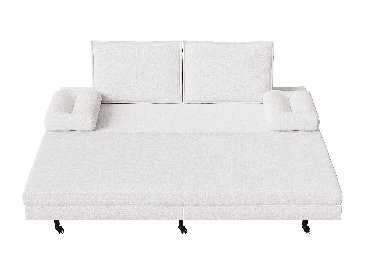 Canapé-Lit 90 x 200 cm, Lit gigognes avec maille, Lit double multifonctionnel 2 en 1 extensible, Canape Lit 2 Places, Blanc Le Lin