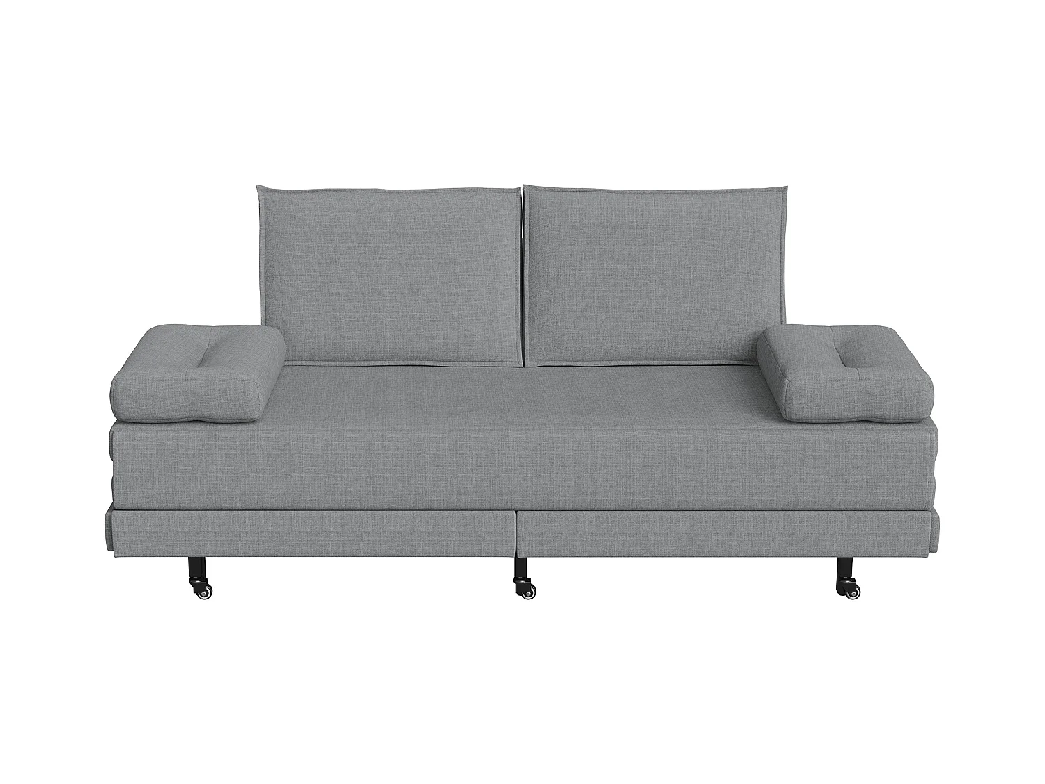 Canapé-Lit Convertible 90x200cm, Lit double, Multifonction, Lit de Jour pour 2 Personnes, Lit gigogne de même Hauteur, en Lin Gris