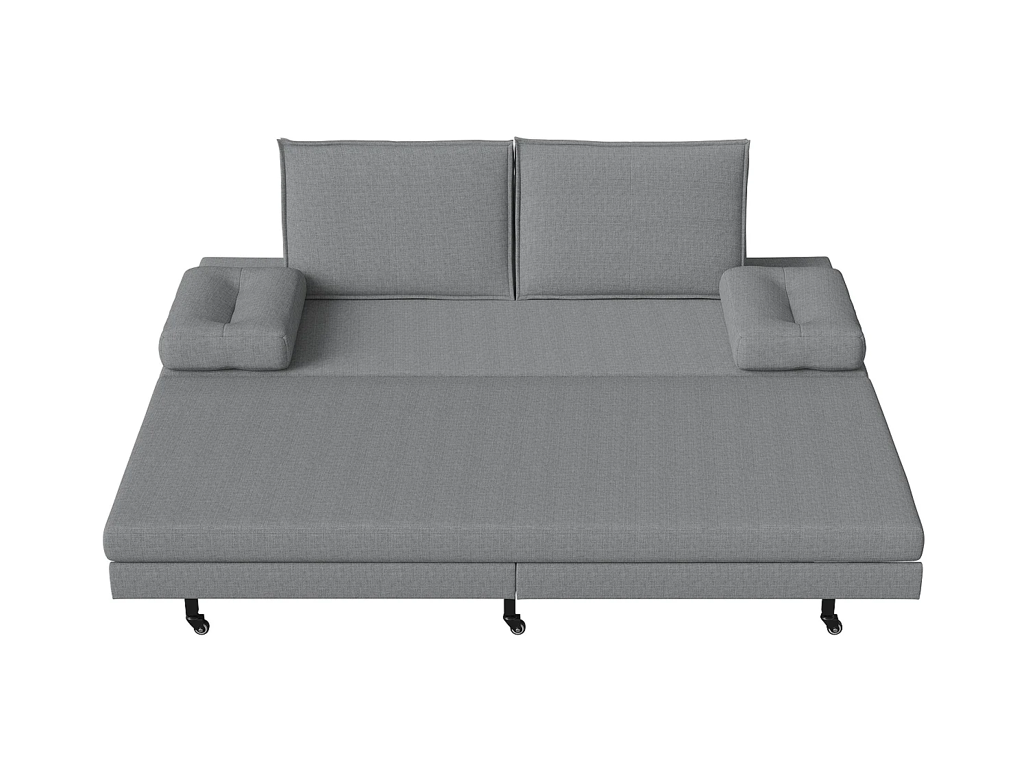 Canapé-Lit Convertible 90x200cm, Lit double, Multifonction, Lit de Jour pour 2 Personnes, Lit gigogne de même Hauteur, en Lin Gris