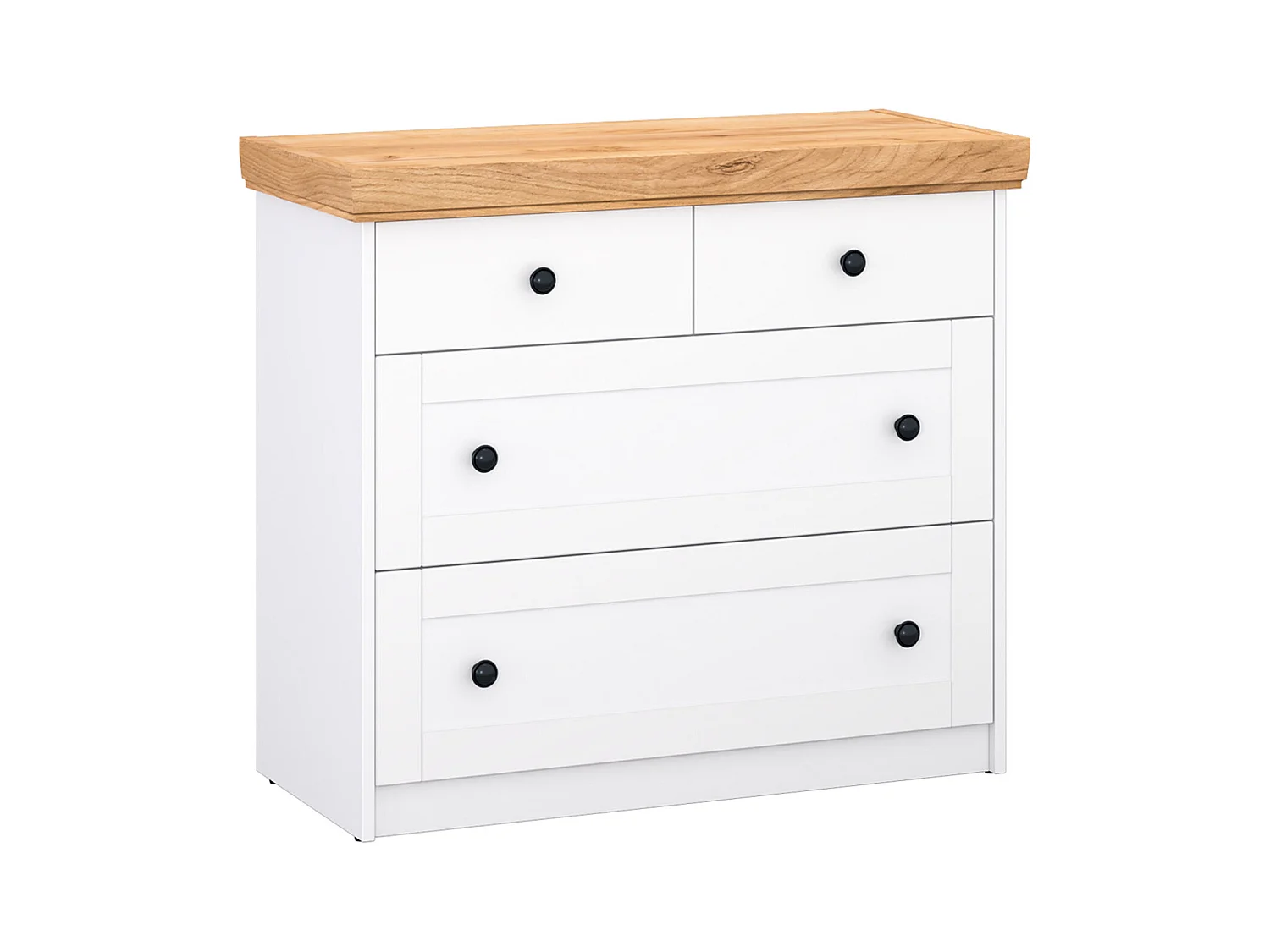 Commode 92x82x42 cm Chêne blanc mat or kraft