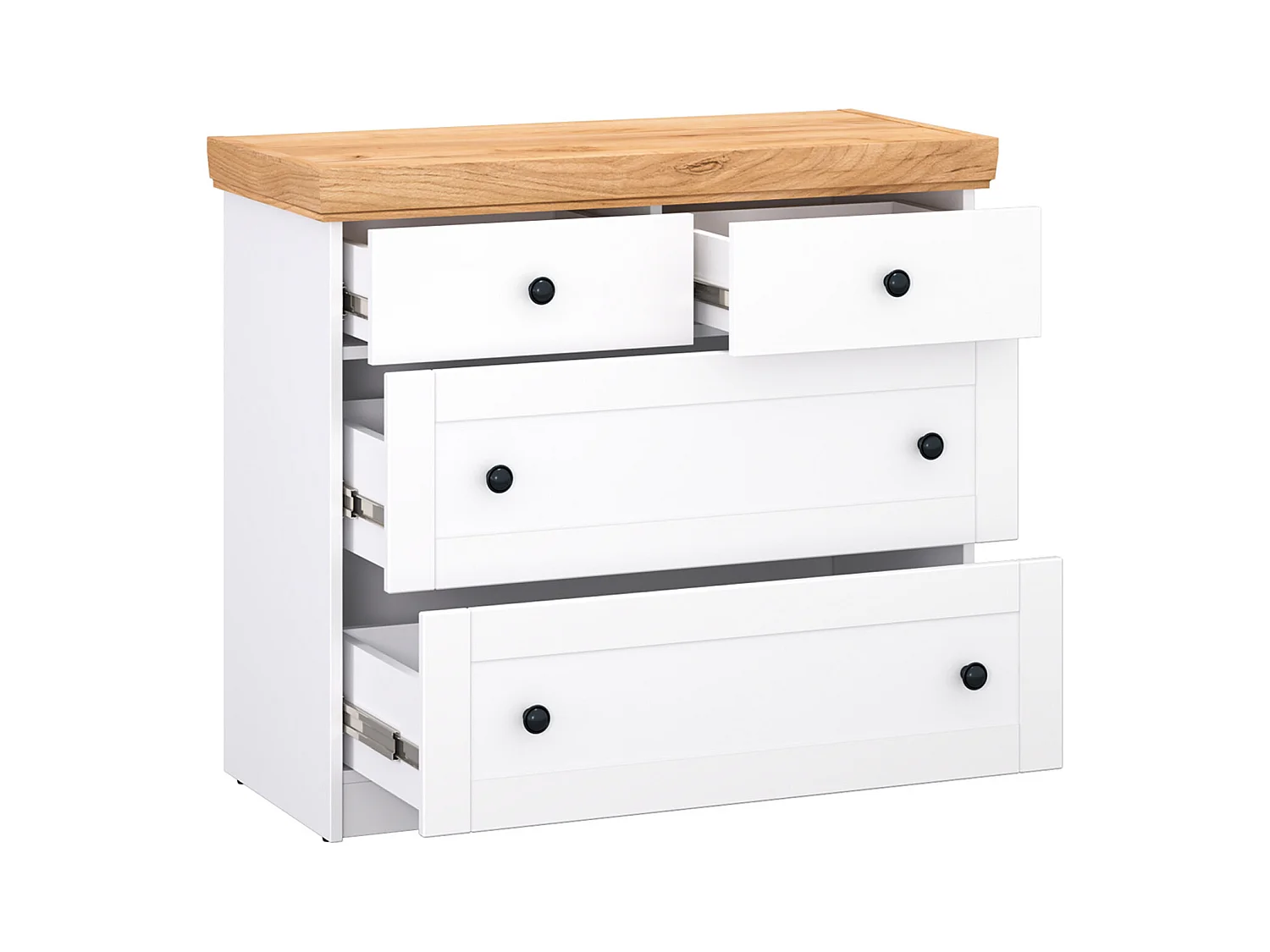 Commode 92x82x42 cm Chêne blanc mat or kraft