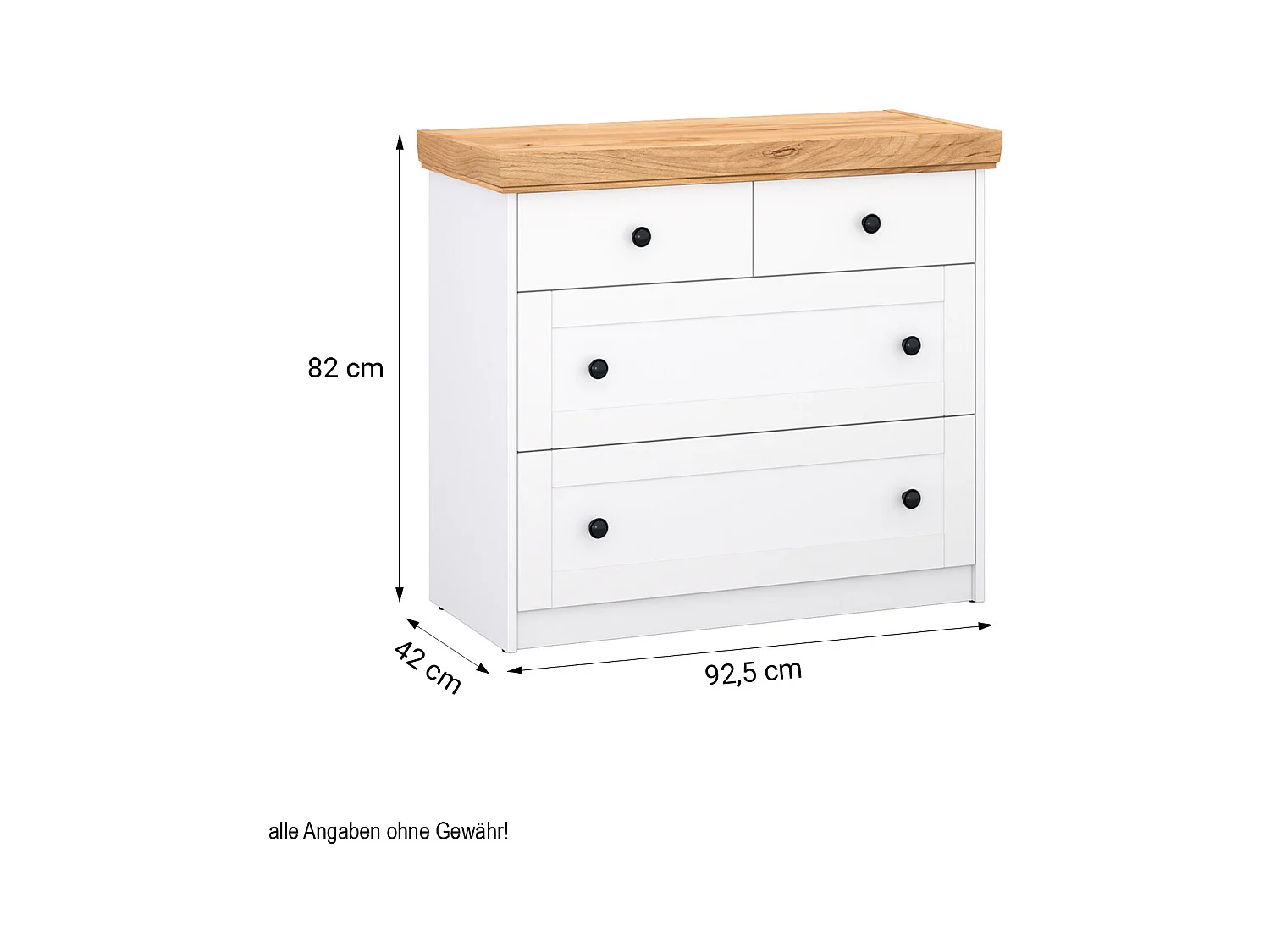 Commode 92x82x42 cm Chêne blanc mat or kraft
