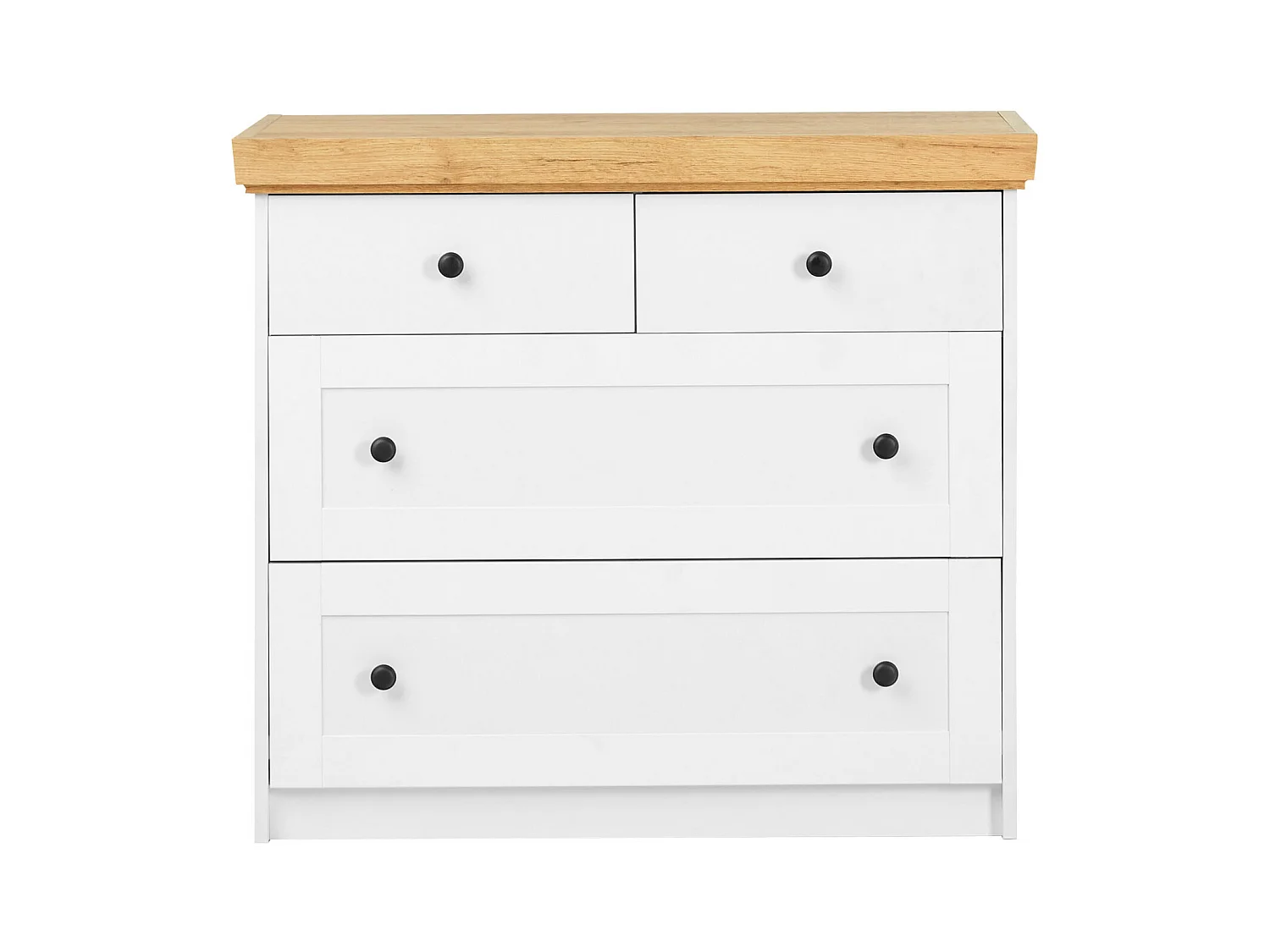 Commode 92x82x42 cm Chêne blanc mat or kraft