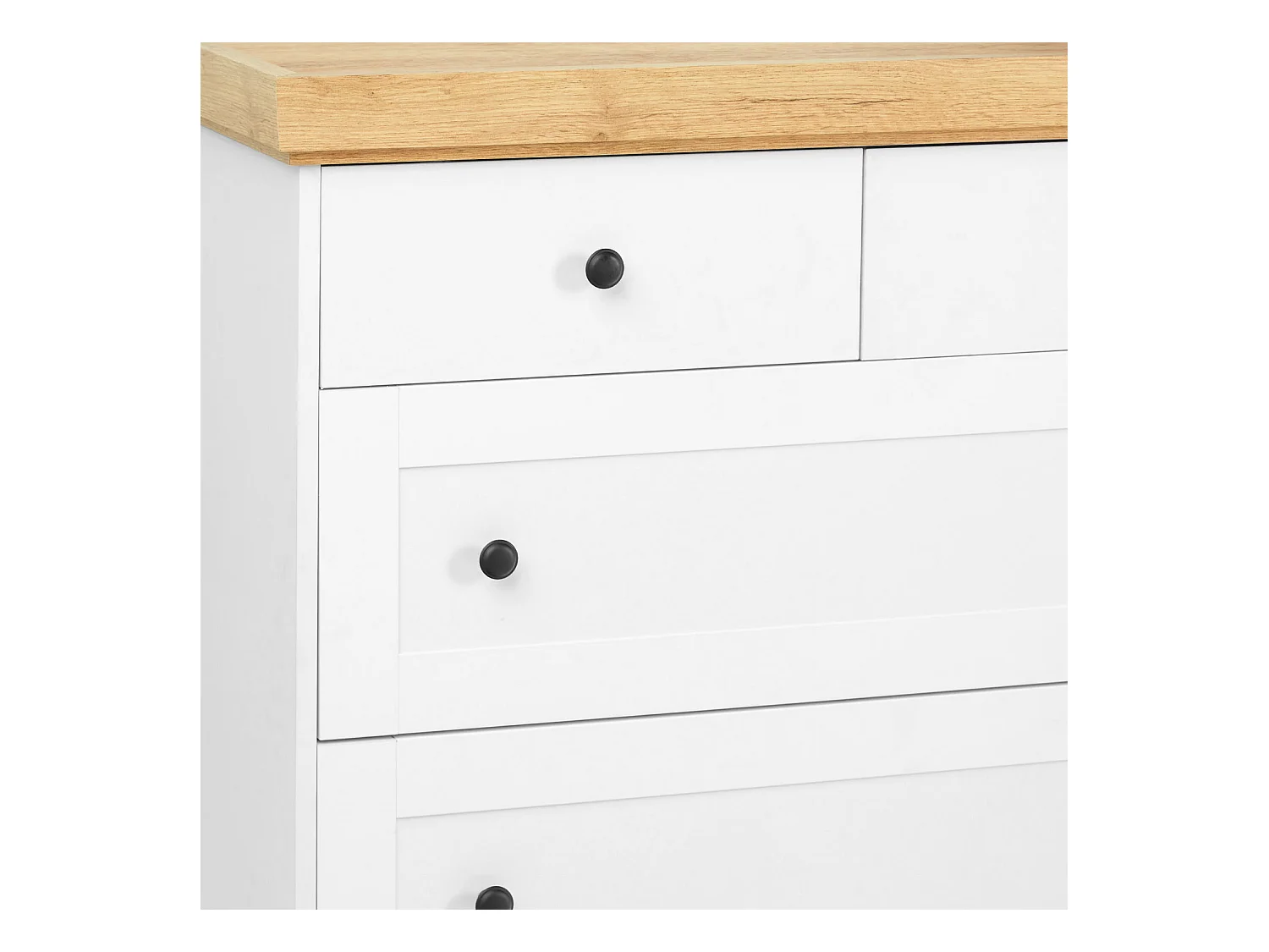 Commode 92x82x42 cm Chêne blanc mat or kraft