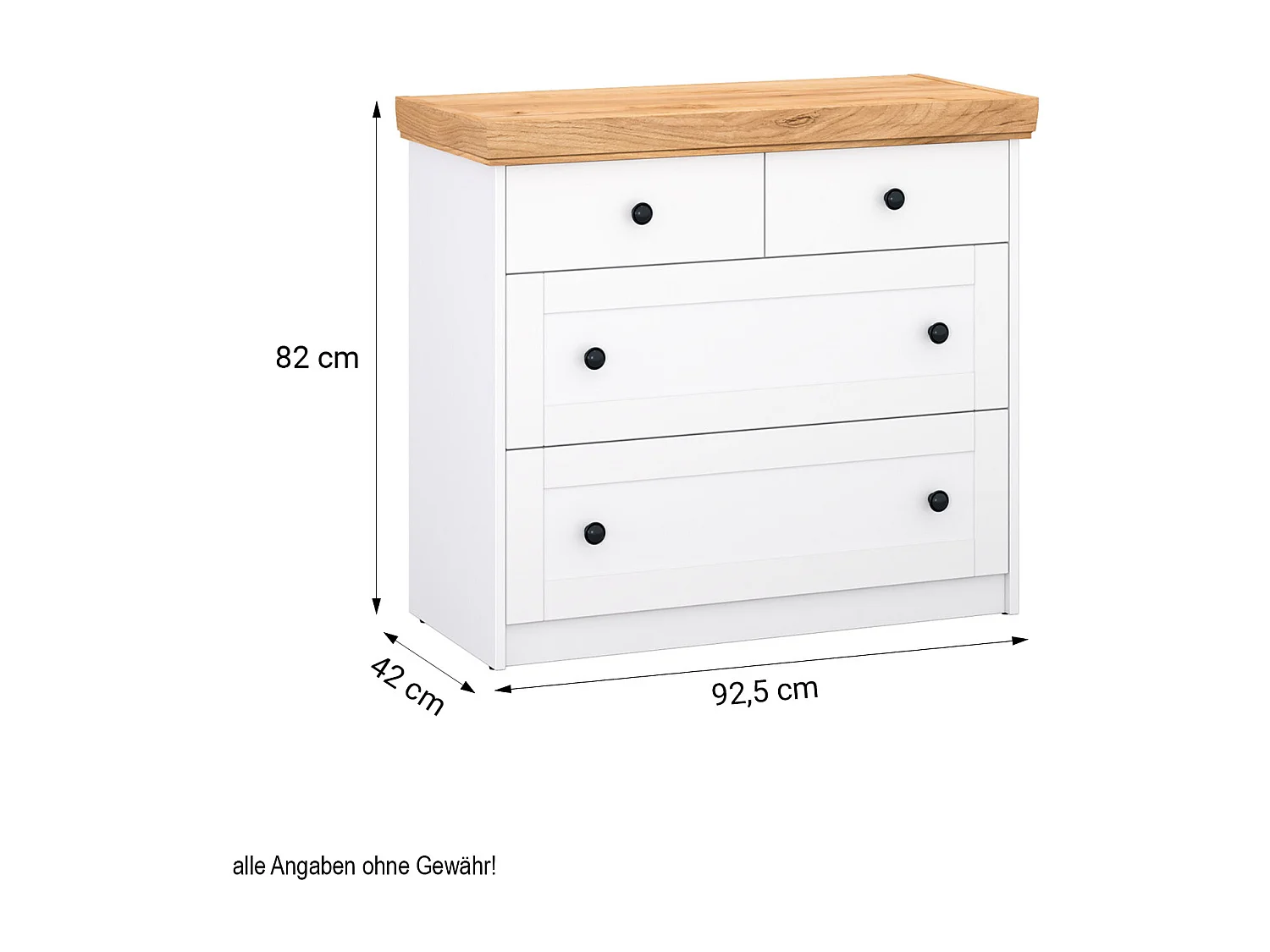 Komoda 92x82x42 cm Matowy biały dąb kraft złoty