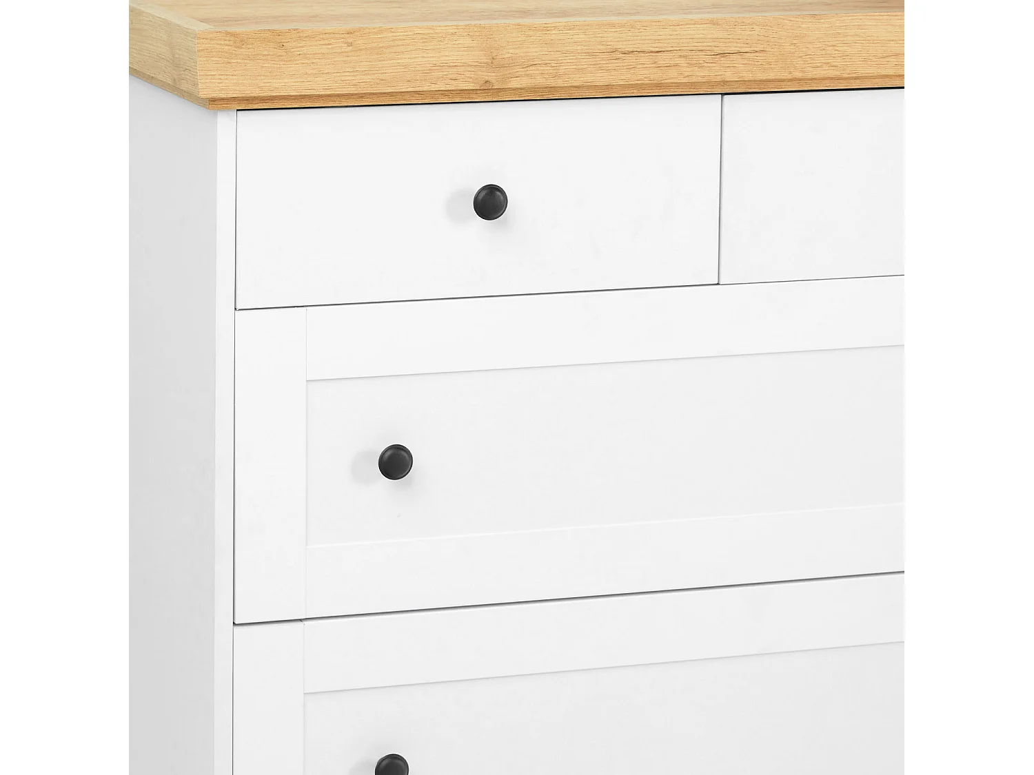 Komoda 92x82x42 cm Matowy biały dąb kraft złoty