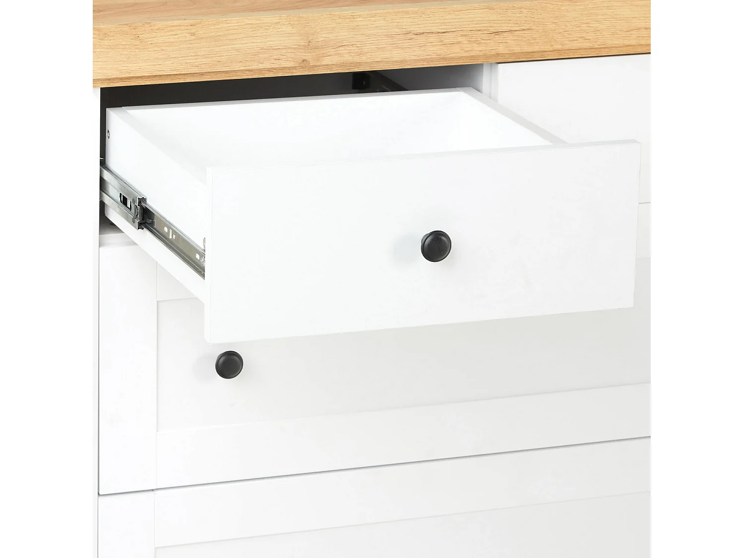 Komoda 92x82x42 cm Matowy biały dąb kraft złoty