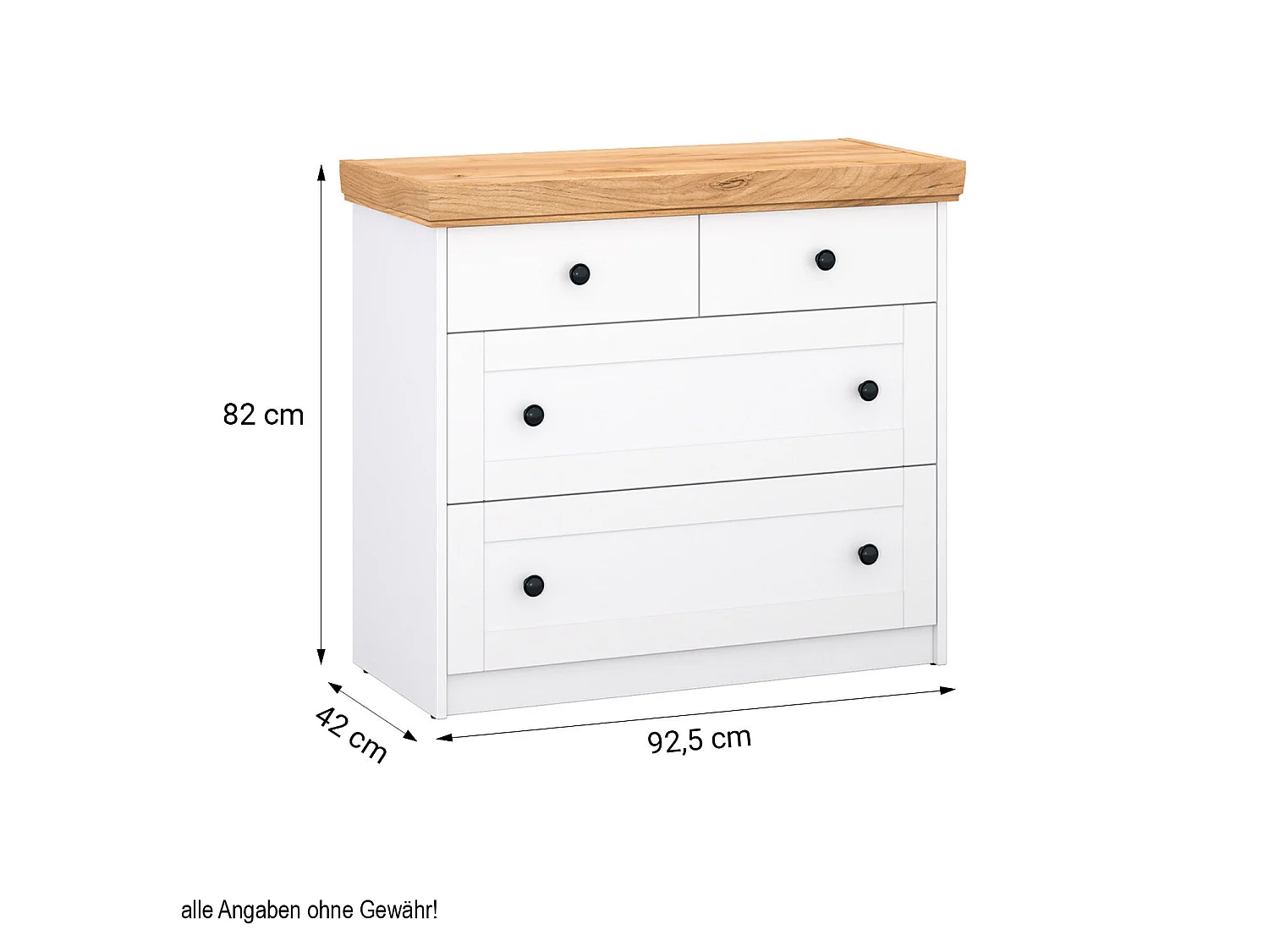 Commode 92x82x42 cm Chêne blanc mat or kraft