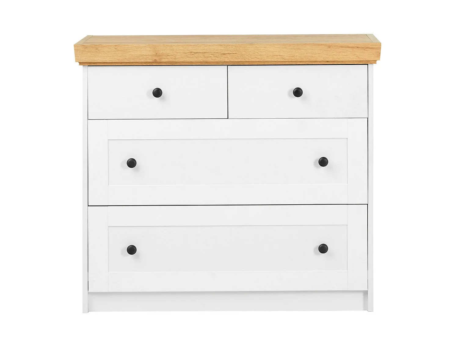 Commode 92x82x42 cm Chêne blanc mat or kraft