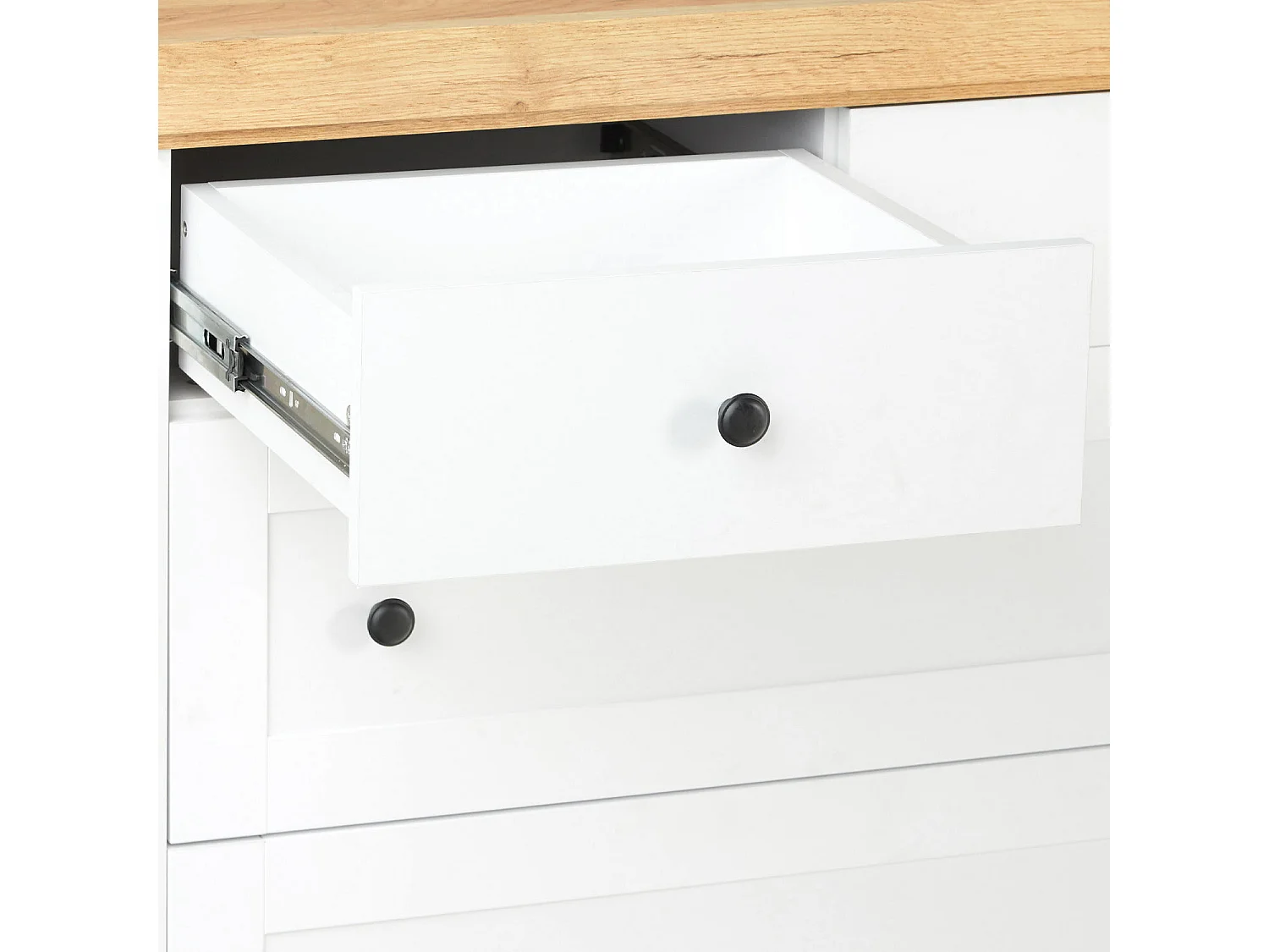 Commode 92x82x42 cm Chêne blanc mat or kraft