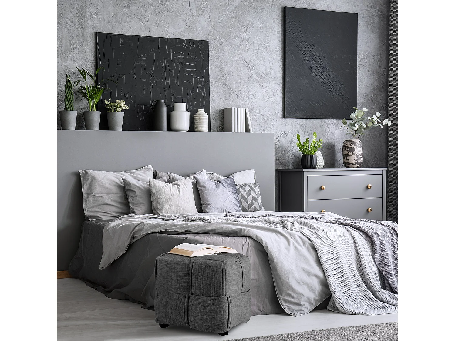 Banco 43x40x43 cm cinza