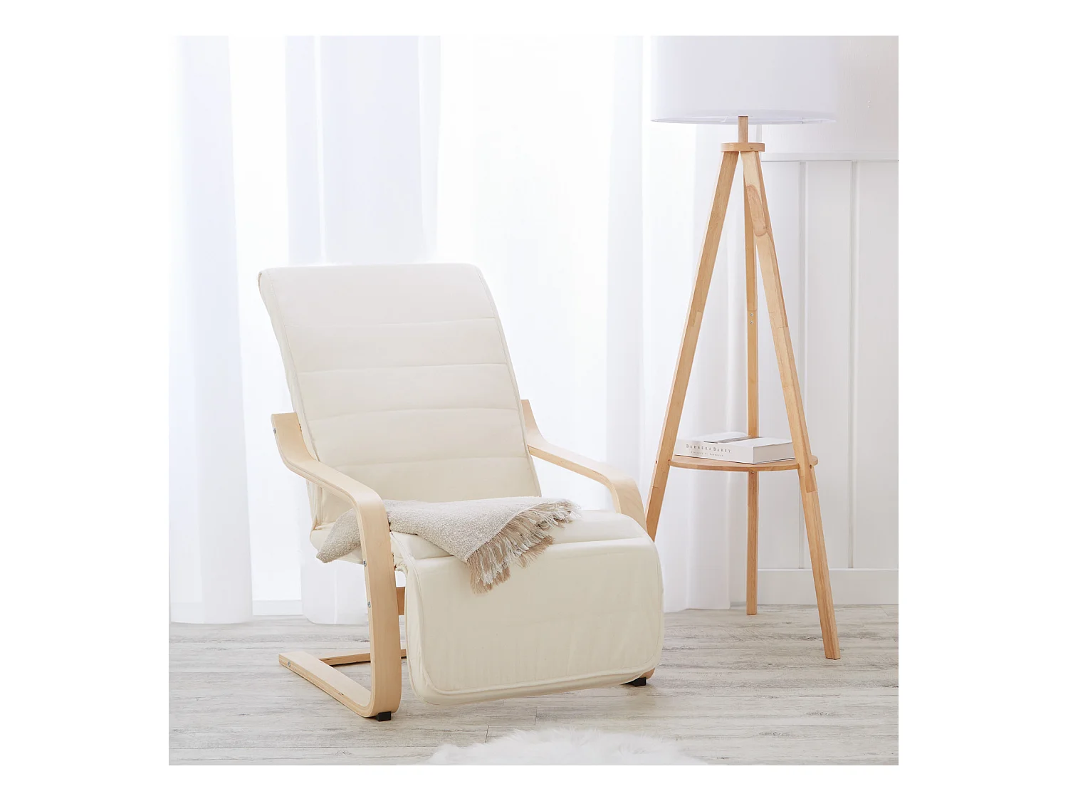 Fotel rozkładany 66,5x94x62,5 cm naturalny Eames